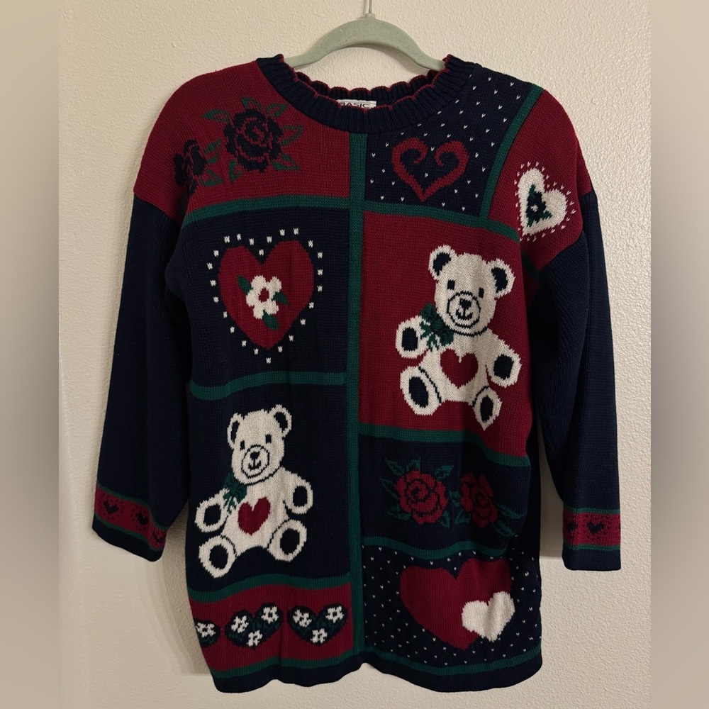 Basic Editions 90s Teddy Bear Sweater Medium